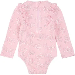 Swimsuits>Petit Lem Bows Long Sleeve UV Swimsuit 0-24m Pink