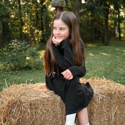 Dresses & Rompers>Look Bows Romance Knit Dress 7-14 Black