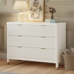 Brimsley Tambour 6-Drawer Assembled Dresser - Warm White Storage Furniture