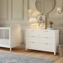 Brimsley Tambour 6-Drawer Assembled Dresser - Warm White Storage Furniture