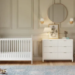 Brimsley Tambour 6-Drawer Assembled Dresser - Warm White Storage Furniture