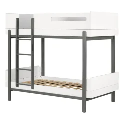 Outlet Bunk Bed - Bebble Soft Gray and White Twin, Full & Queen Beds
