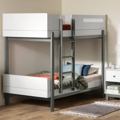 Outlet Bunk Bed - Bebble Soft Gray and White Twin, Full & Queen Beds