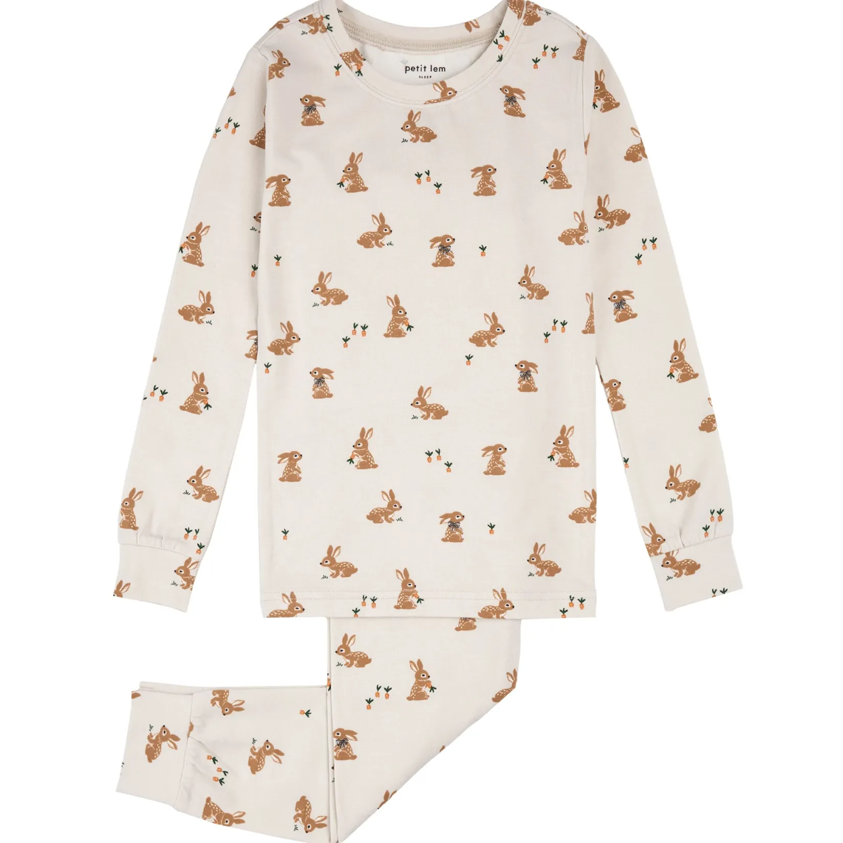 Pajamas & Bathrobes|Pajamas & Bathrobes>Petit Lem Bunnies Pajamas 2-7 Beige