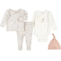 Dresses, Skirts & Outfits|Preemie Clothing>Petit Lem Bunnies Preemie 4 Pieces Set Ivory