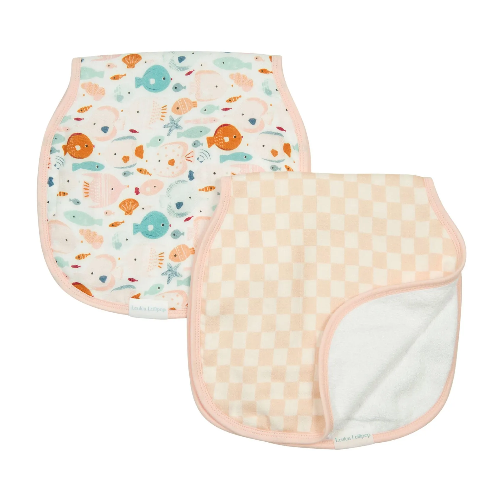 Muslin Products|Nursing Covers>Loulou Lollipop Burp Cloth Set - Kissed Shoal