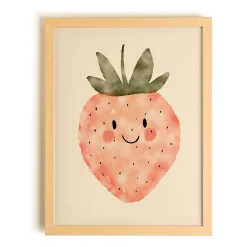 Wall Decorations>Oleka Canva with Natural Frame - Strawberry