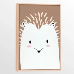 Outlet Canvas with Natural Wood Frame - Hedgehog Wall Decorations