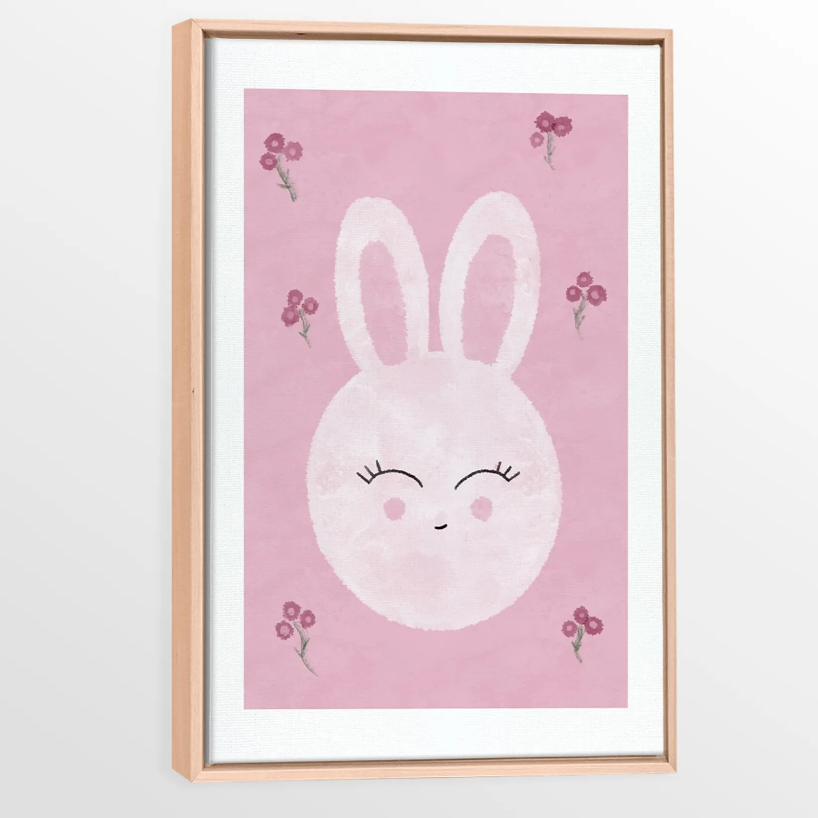Wall Decorations>Oleka Canvas with Natural Wood Frame - Bunny