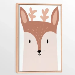 Wall Decorations>Oleka Canvas with Natural Wood Frame - Deer