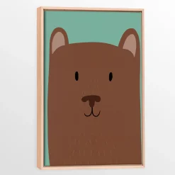 Hot Canvas with Natural Wood Frame - Bear Cub Wall Decorations