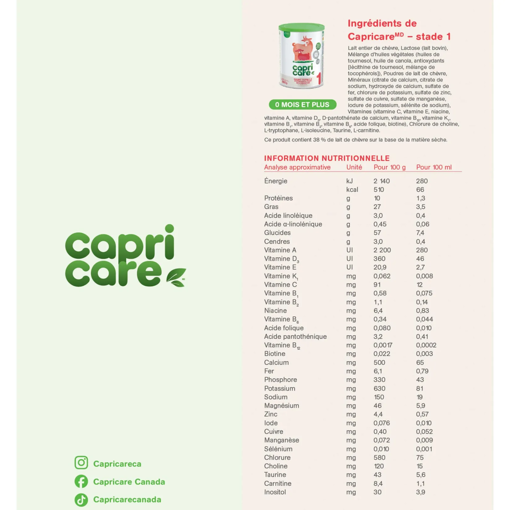 Baby Food & Snacks>Capricare ® Infant Formula Stage 1 0+ months 800g