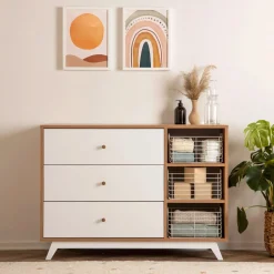 Online Central Park 3-drawer - White / Red oak Storage Furniture