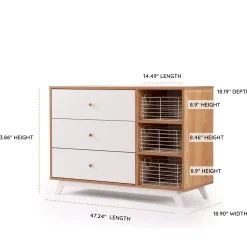 Online Central Park 3-drawer - White / Red oak Storage Furniture
