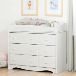 Online Changing table / Dresser with 6 Drawers Angel - White Changing Tables