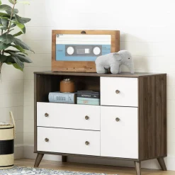 New Changing Table Yodi - Natural Walnut / White Changing Tables