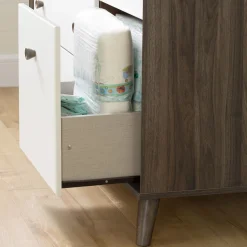 New Changing Table Yodi - Natural Walnut / White Changing Tables