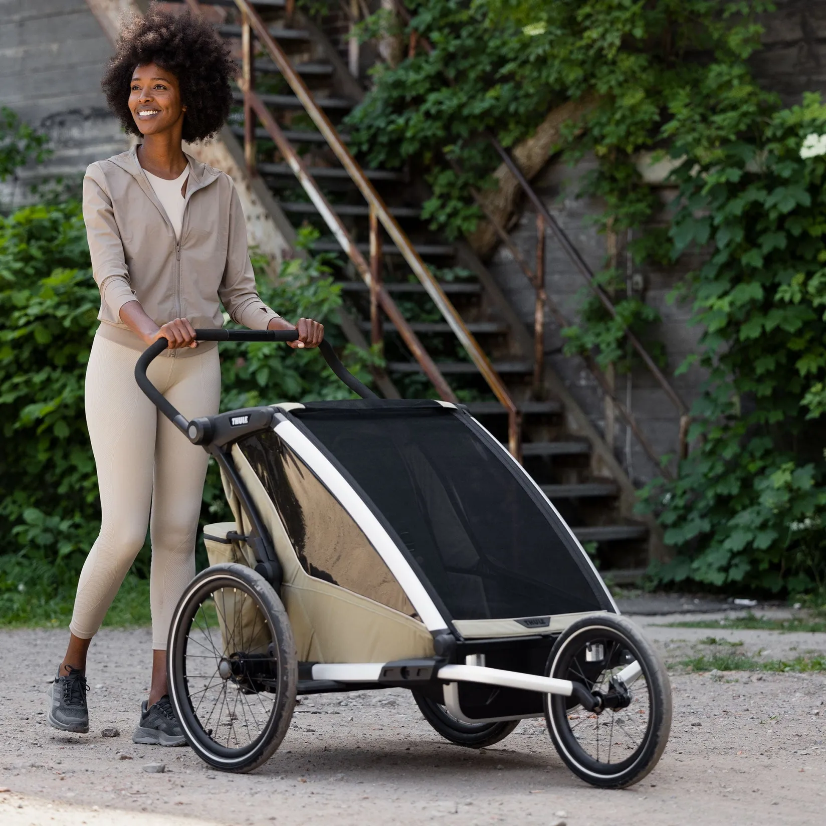 Outlet Chariot Cross2 Double - Faded khaki Kids Summer Activities|Strollers