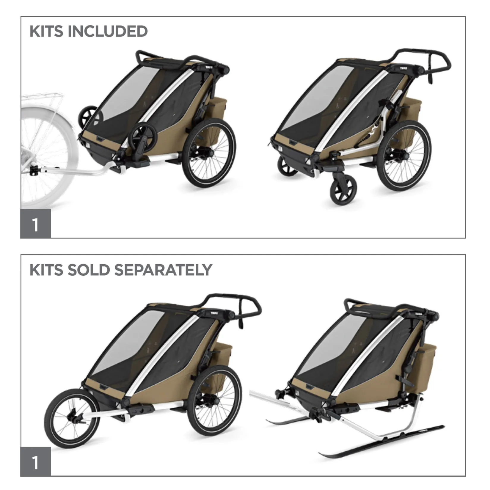 Outlet Chariot Cross2 Double - Faded khaki Kids Summer Activities|Strollers