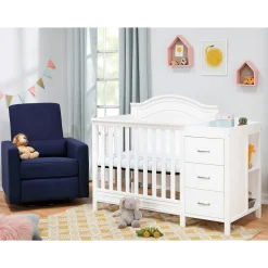 New Charlie 4-in-1 Convertible Mini Crib & Changer - White Cribs & Mattresses|Cribs & Mattresses