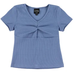 Tops>Look Charm Rib T-Shirt 7-14y Blue