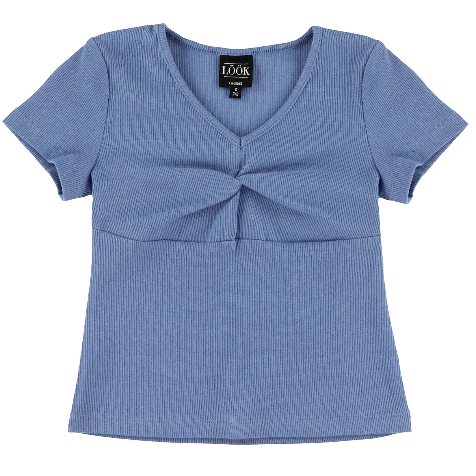 Tops>Look Charm Rib T-Shirt 7-14y Blue
