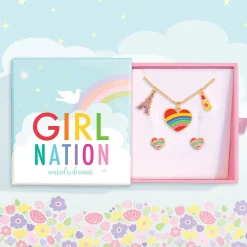 Teething Toys>Girl Nation Charming Whimsy Necklace and Earring Gift Set - Rainbow Heart