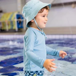 Swimsuits>Nano Checkered Ls Uv Swimsuit 6-24m Turquoise