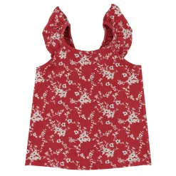 Tops>Look Cherries Flowers Tank Top 7-14 Burgundy