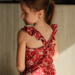 Tops>Look Cherries Flowers Tank Top 7-14 Burgundy