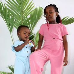 Dresses & Rompers>Look Cherries Rib Jumpsuit 7-14 Pink