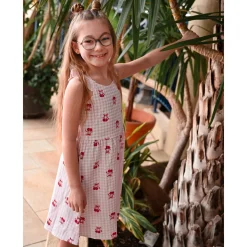 Dresses & Rompers>Look Cherries Vichy Dress 7-14y Pink