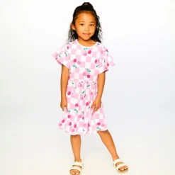 Dresses & Rompers>Deux par Deux Cherry Check Dress 7-10 Pink