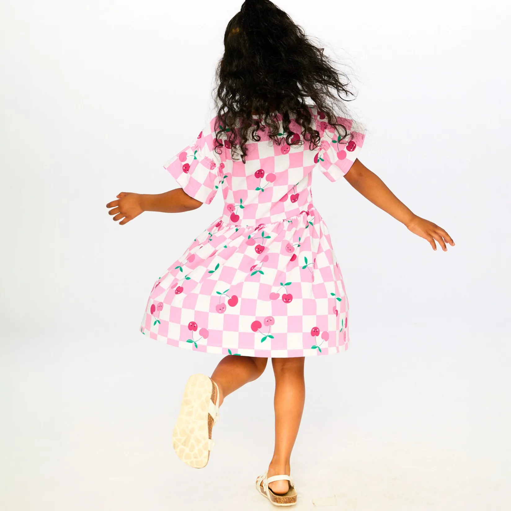 Dresses & Rompers>Deux par Deux Cherry Check Dress 7-10 Pink