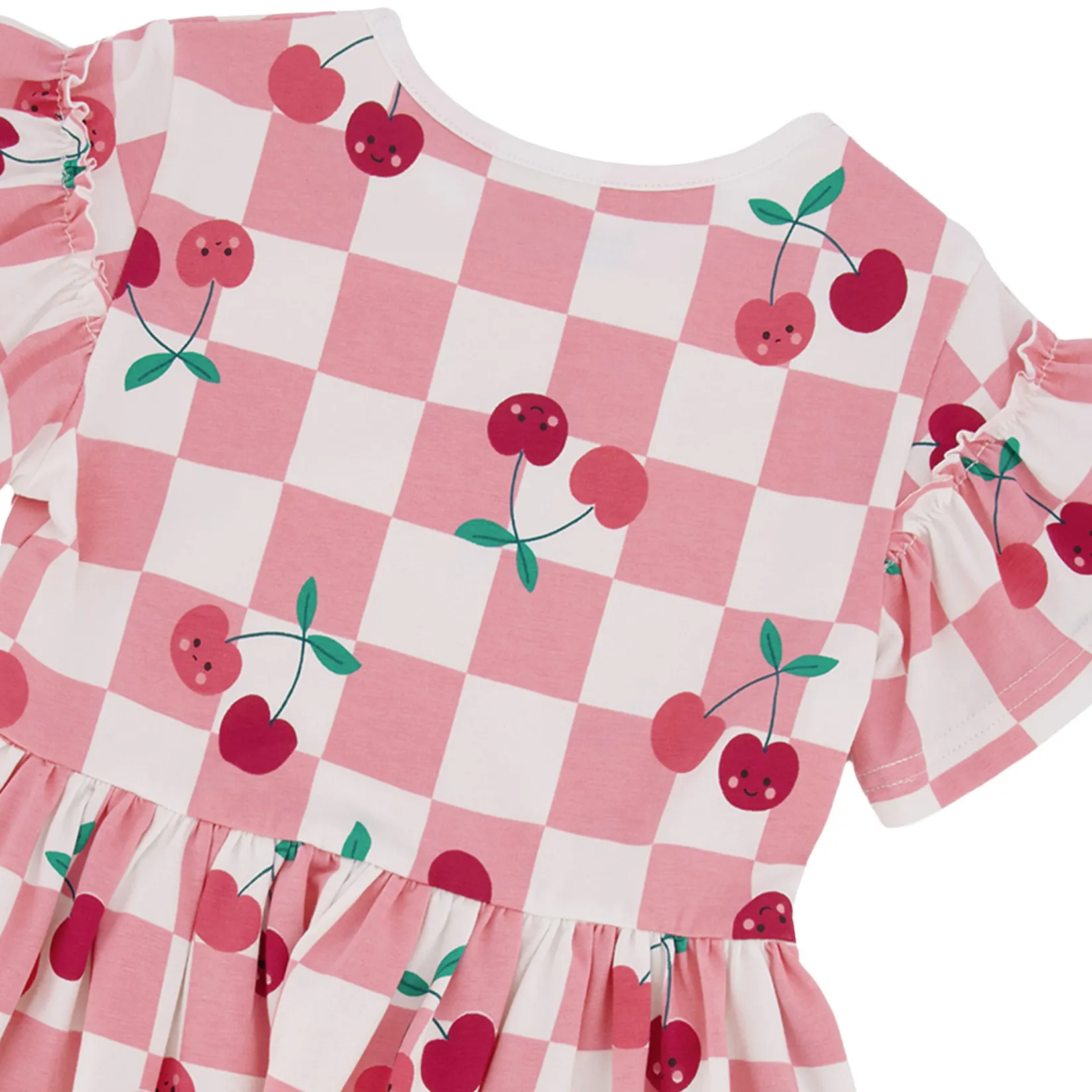 Dresses & Rompers>Deux par Deux Cherry Check Dress 7-10 Pink