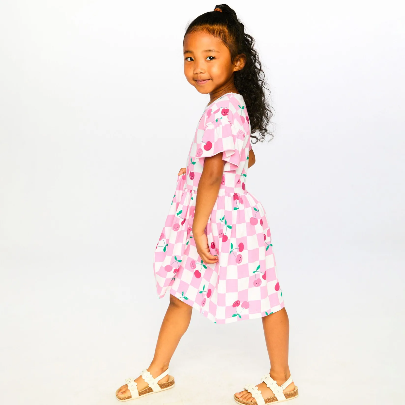 Dresses & Rompers>Deux par Deux Cherry Check Dress 7-10 Pink