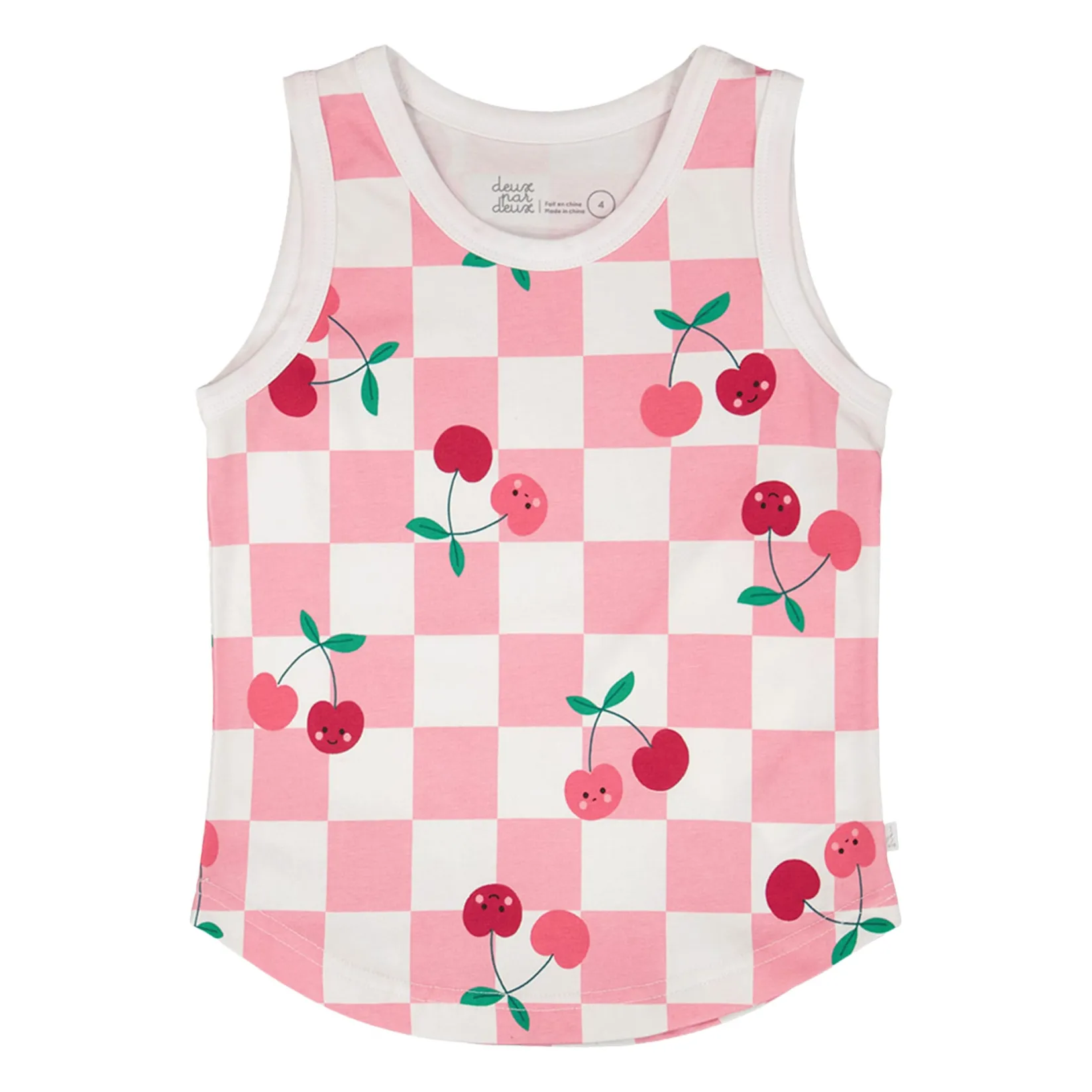Tops>Deux par Deux Cherry Check Tank Top 7-10 Pink