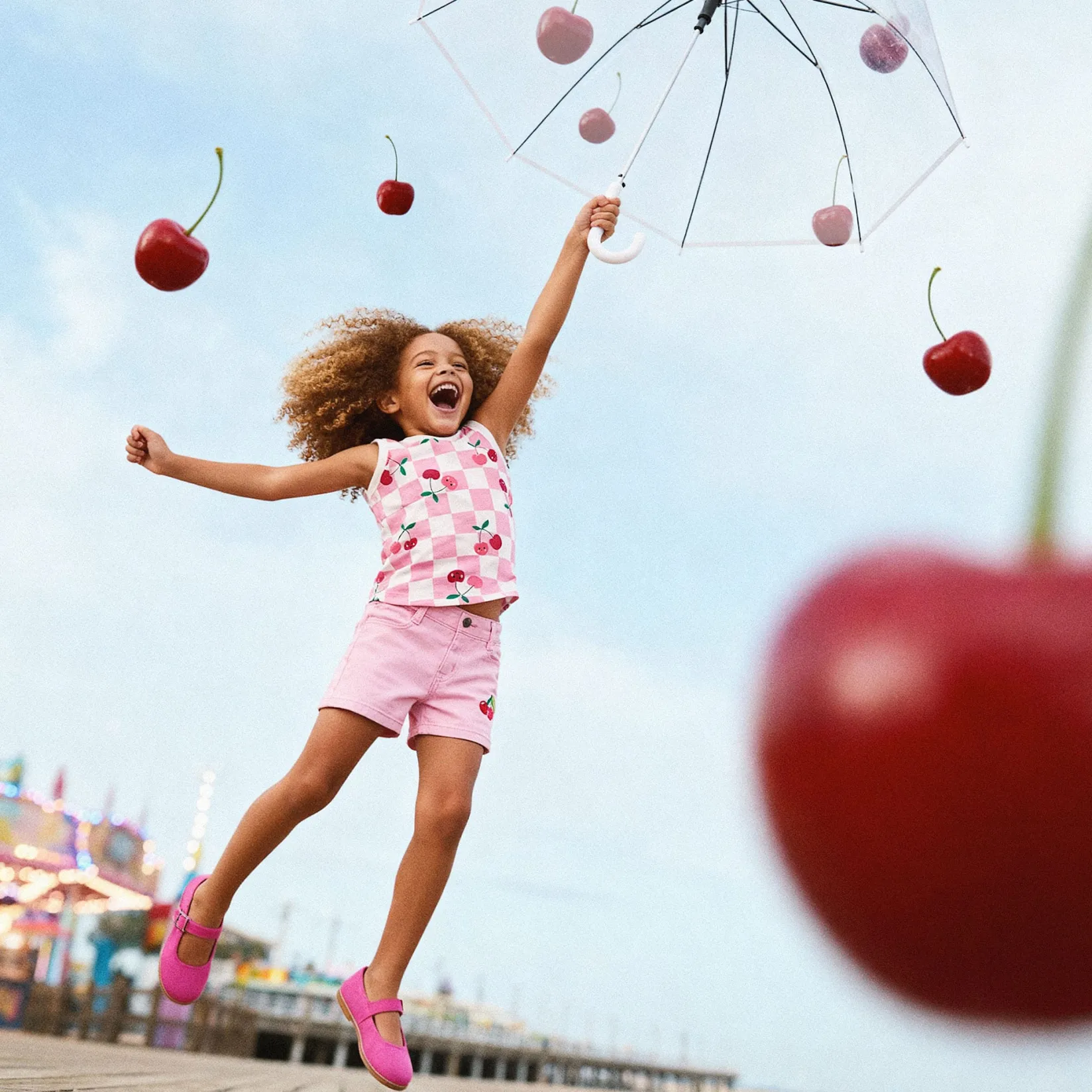 Tops>Deux par Deux Cherry Check Tank Top 7-10 Pink