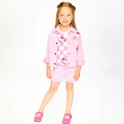 Fleeces And Sweatshirts|Tops>Deux par Deux Cherry Denim Jacket 7-10 Pink