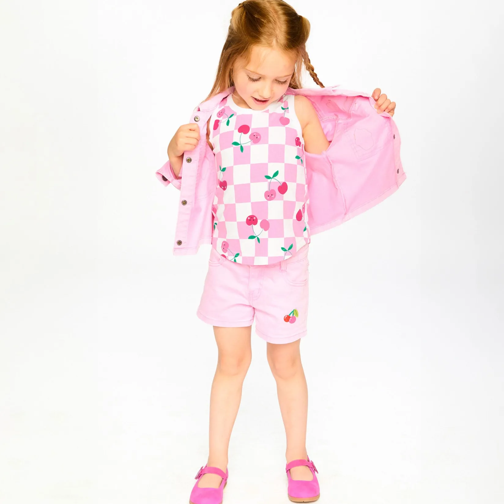 Shorts & Bermuda>Deux par Deux Cherry Denim Short 7-10 Pink