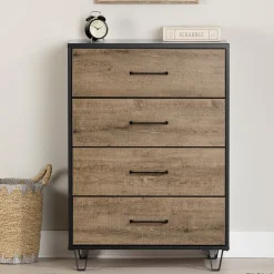 Chest - Arlen Weathered Oak and Matte Black Storage Furniture