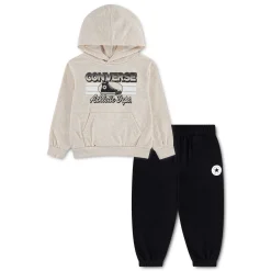 Outfit Sets>Converse Chest Stripe Sneaker Set 2-4t Black