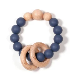 Teething Toys>Bulle Clic-Clac Wood Rattle - Blueberry