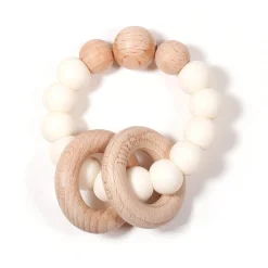 Online Clic-Clac Wood Rattle - White Teething Toys