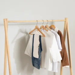Online Clothes Rack with Storage Shelves - Sweedi Natural Storage Furniture