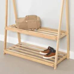 Online Clothes Rack with Storage Shelves - Sweedi Natural Storage Furniture
