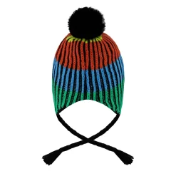 Beanies>Deux par Deux Colorblock Knit Hat 2-14 Black