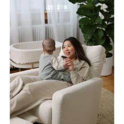 New Como Rocking and Swivel Armchair - White Faux Sheepskin / Gold Gliders & Rocking Chairs|Gliders & Rocking Chairs