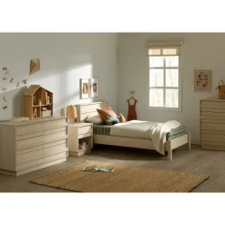Sale Complete Bed with Headboard - August Bleached Oak Twin, Full & Queen Beds