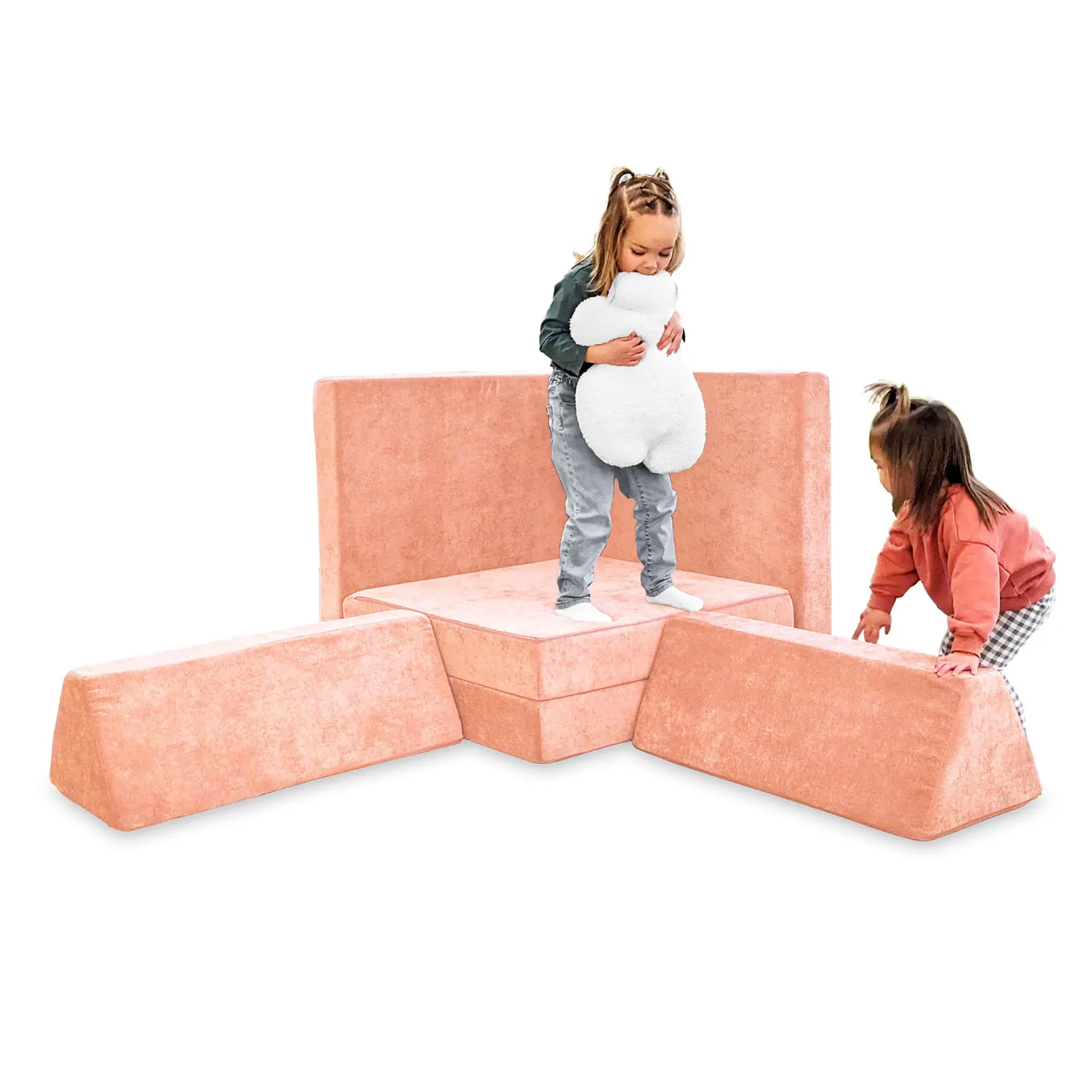 Kid'S Tables & Chairs>Go Coconut Complete Modular Sofa - Peach Party